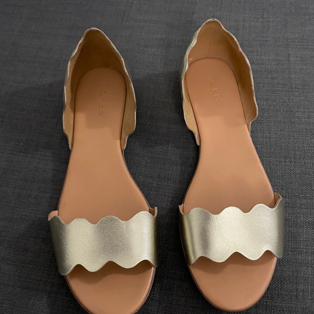 J Crew metallic leather flats/sandals